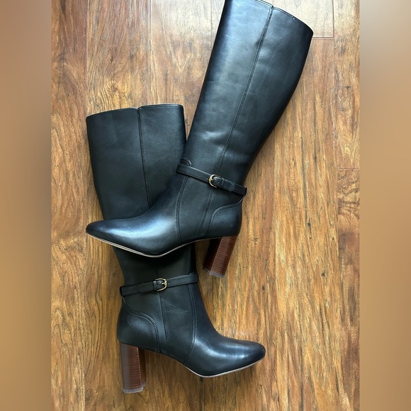 Cole Haan Elegant Black Leather Knee-High Boots - Picture 1 of 12